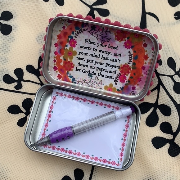 New mini Prayer box Floral inspirational message gift pink - Picture 3 of 6